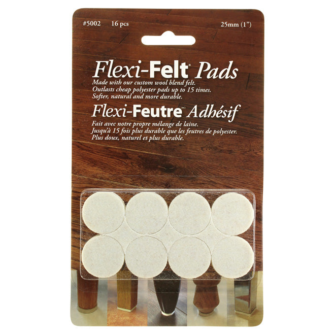Round Felt Furniture Pads White (1") Flexi Felt