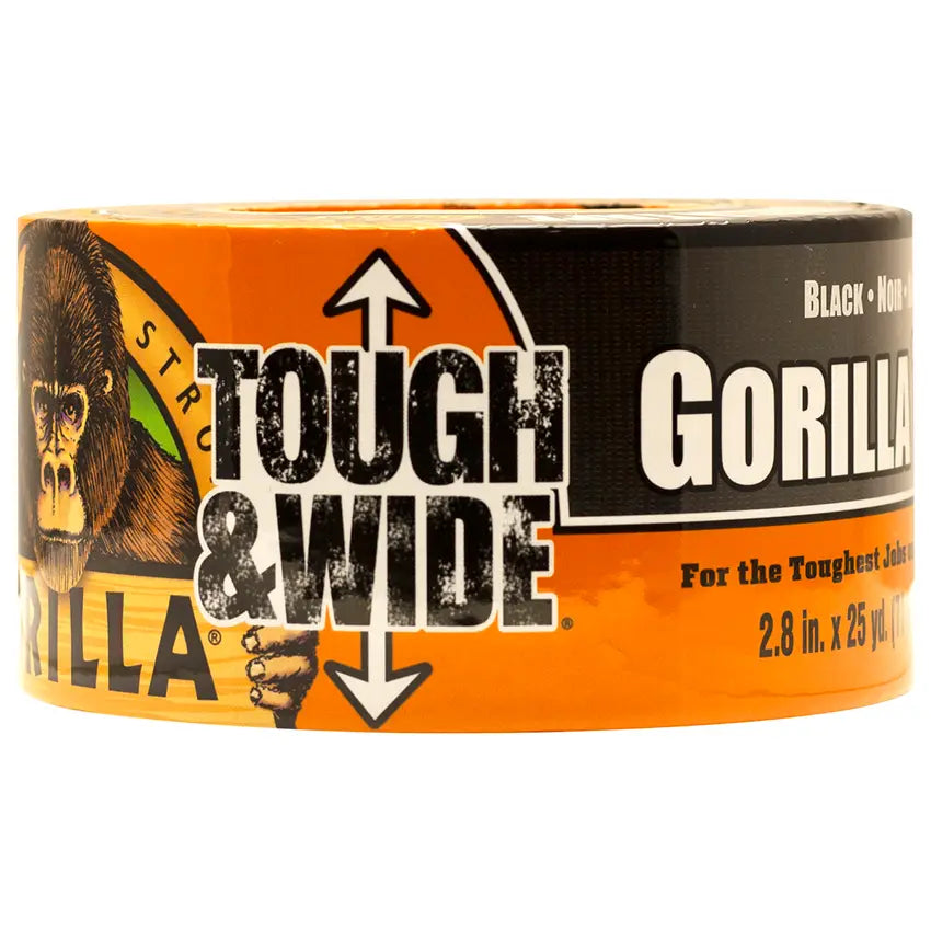 Gorilla Black Duct Tape 3" x 25 Yards | Heavy-Duty | Weather-Resistant | Double-Thick Adhesive