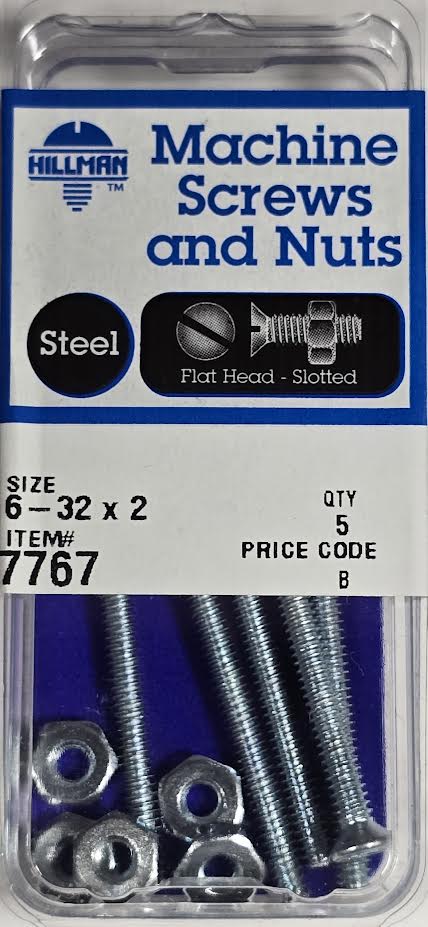 Screws & Nuts Flat Head 6-32 x 2 Hillman