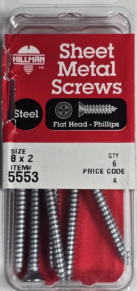 Sheet Metal Screws Flat Head 8 x 2 Hillman