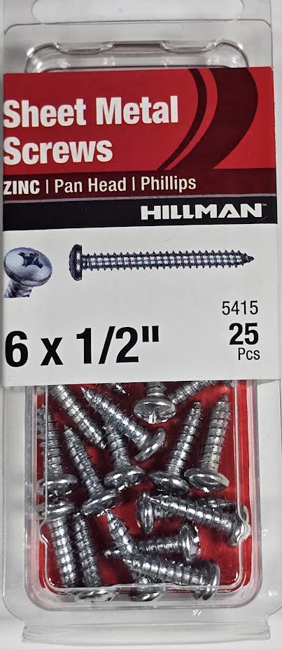 Sheet Metal Screws Pan Head 6 x 1/2 Hillman