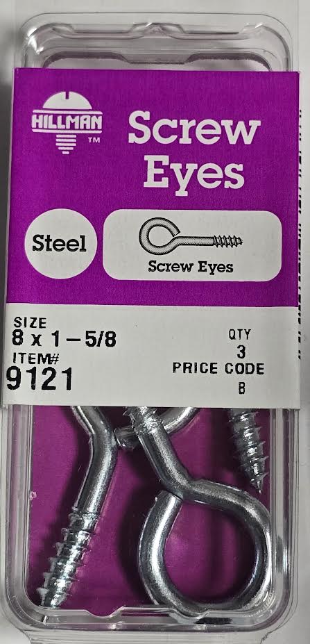 Screw Eyes 8 x 1-5/8 Hillman