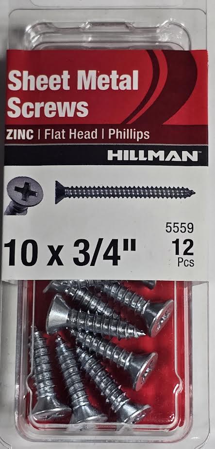 Sheet Metal Screws Flat Head 10 x 3/4 Hillman