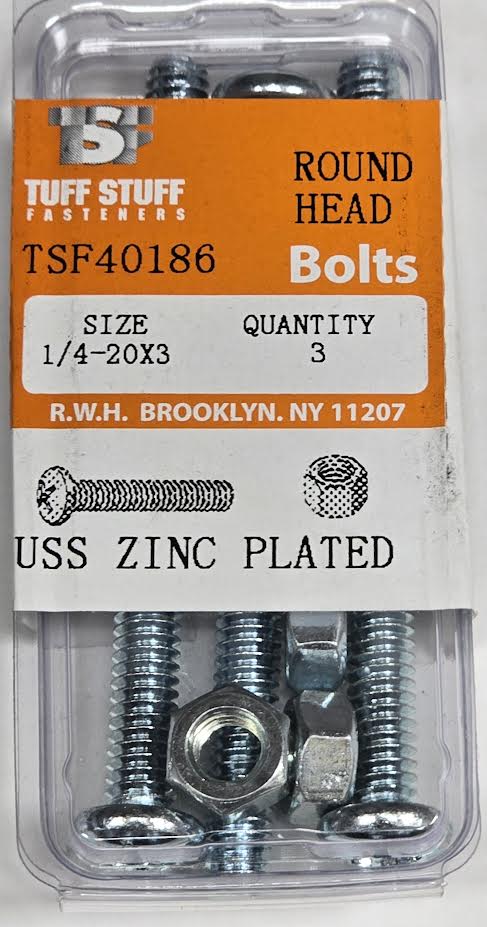 Screws & Nuts Round Head 1/4-20 x 3