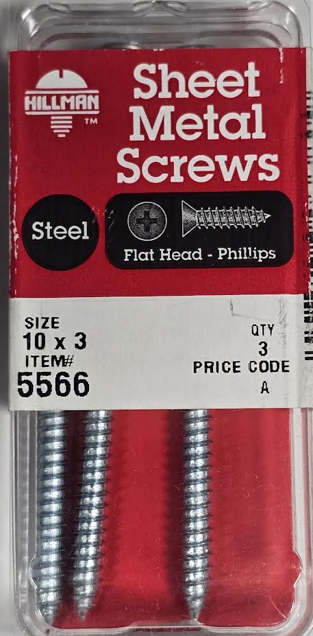 Sheet Metal Screws Flat Head 10 x 3 Hillman