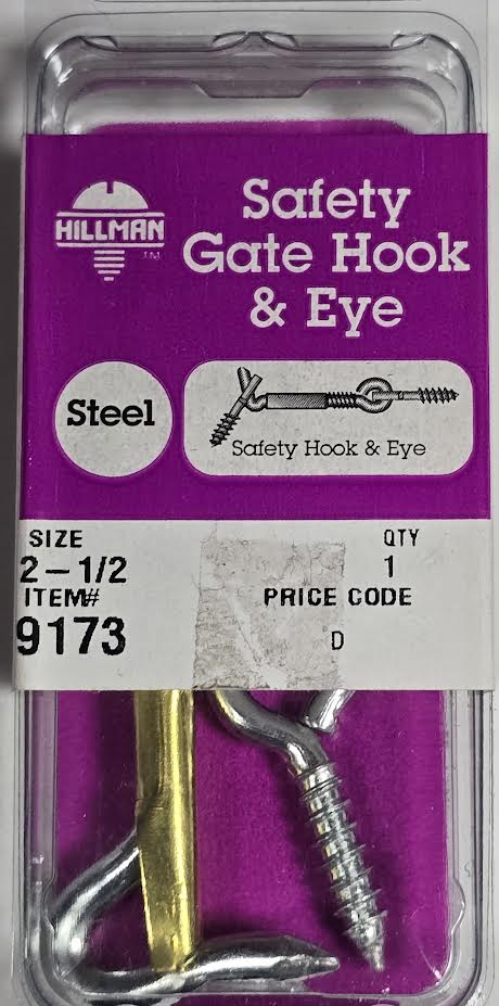 Safety Gate Hook & Eye #2-1/2 Hillman