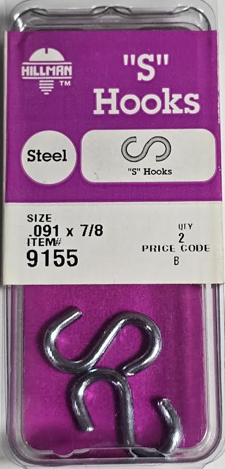 S Hooks 0.91 x 7/8 Hillman