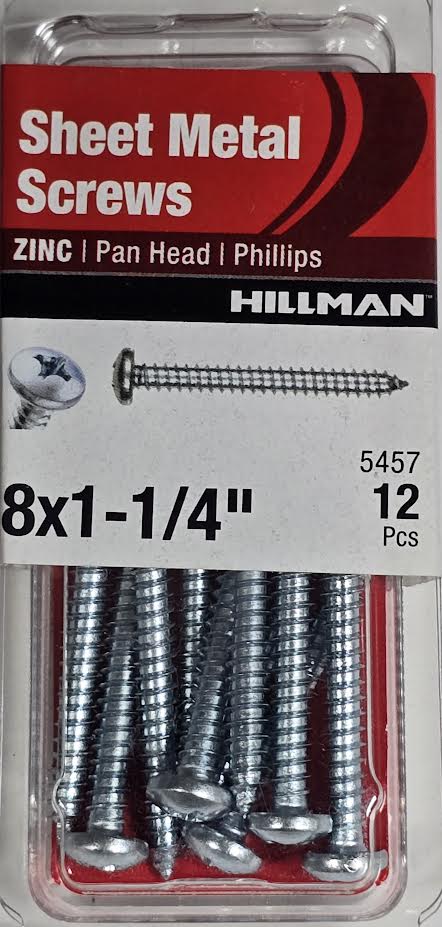 Sheet Metal Screws Pan Head 8 x 1-1/4 Hillman