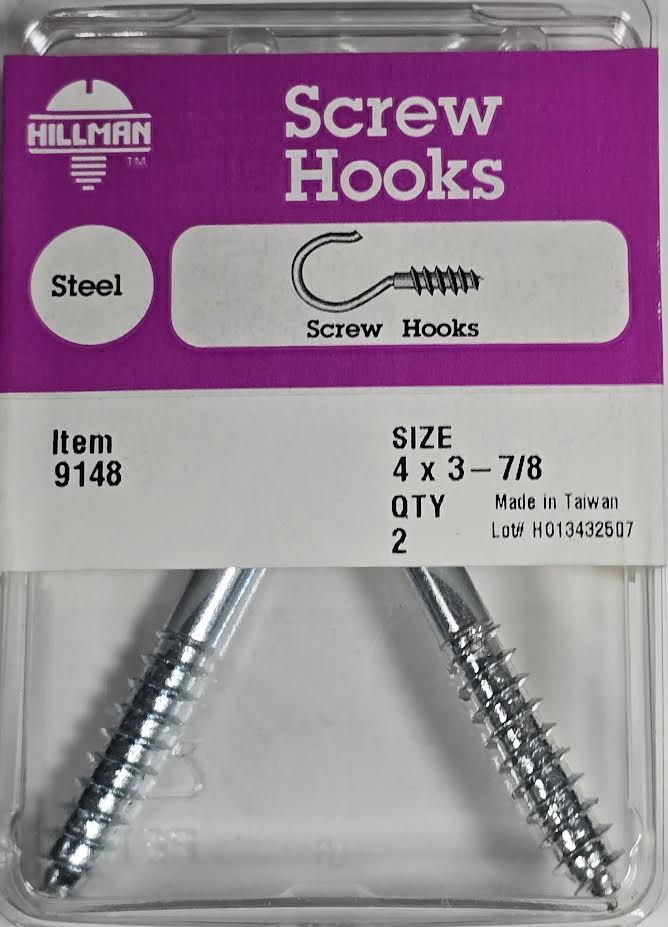 Screw Hooks 4 x 3-7/8 Hillman