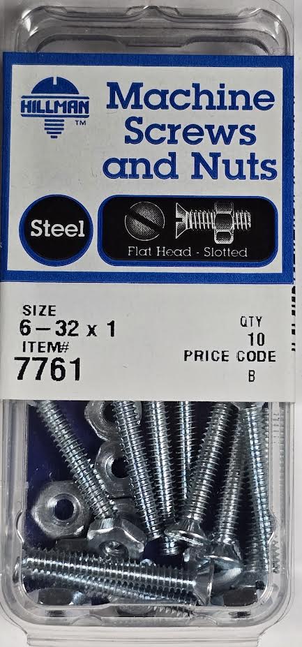 Screws & Nuts Flat Head 6-32 x 1 Hillman