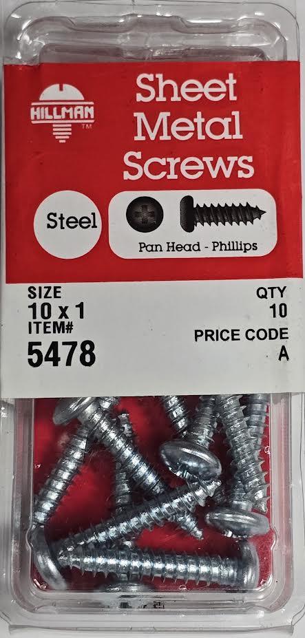 Sheet Metal Screws Pan Head 10 x 1 Hillman