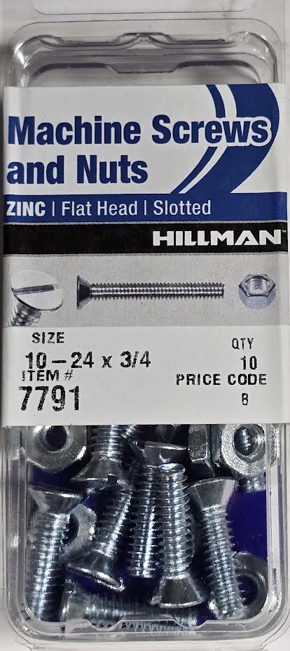 Screws & Nuts Flat Head 10-24 x 3/4 Hillman