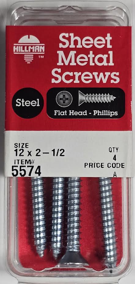 Sheet Metal Screws Flat Head 12 x 2-1/2 Hillman