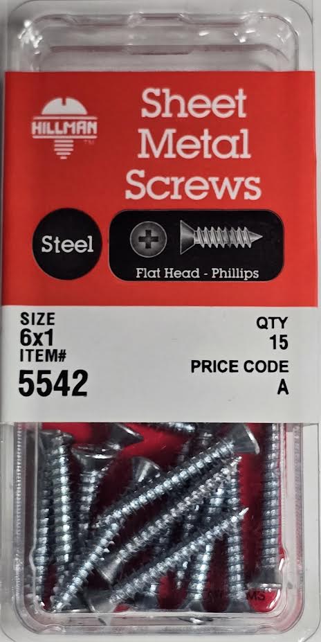 Sheet Metal Screws Flat Head 6 x 1