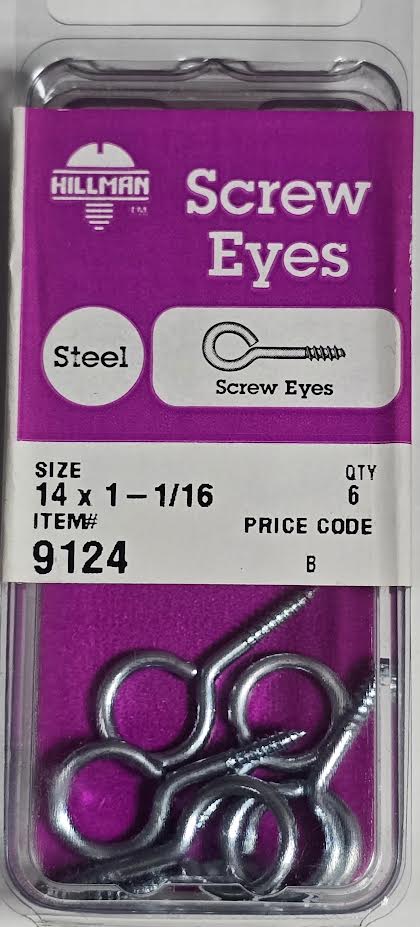 Screw Eyes 14 x 1-1/16 Hillman