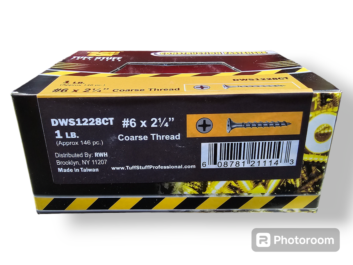 2-1/4" Coarse Thread Drywall Screws 1LB Box