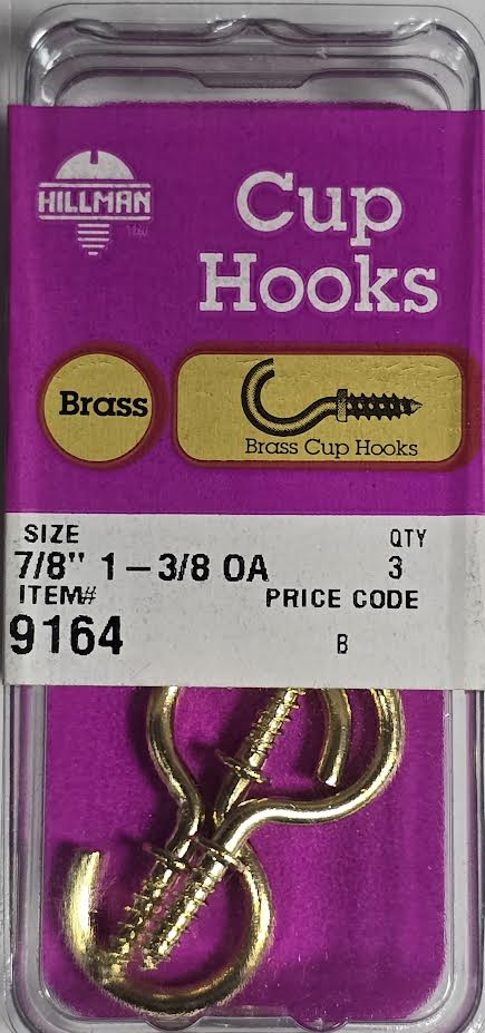 Cup Hooks 7/8" 1-3/8 OA Hillman