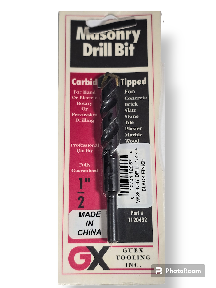 Masonry Drill Bit 1/2" x 4" Guex Tooling