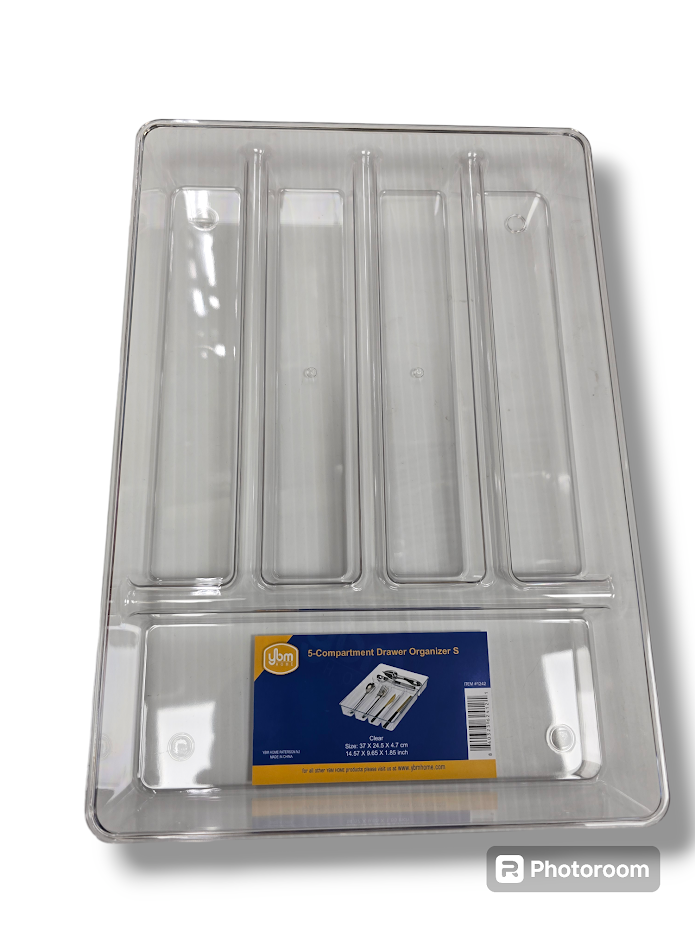 5-Compartment Drawer Organizer Clear YBM