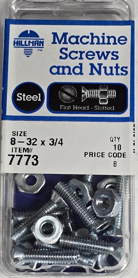 Screws & Nuts Flat Head 8-32 x 3/4 Hillman