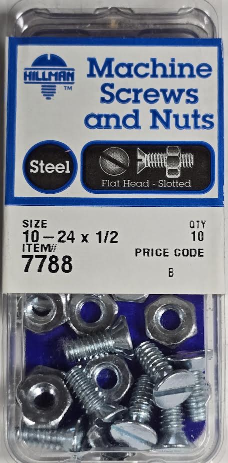 Screws & Nuts Flat Head 10-24 x 1/2 Hillman