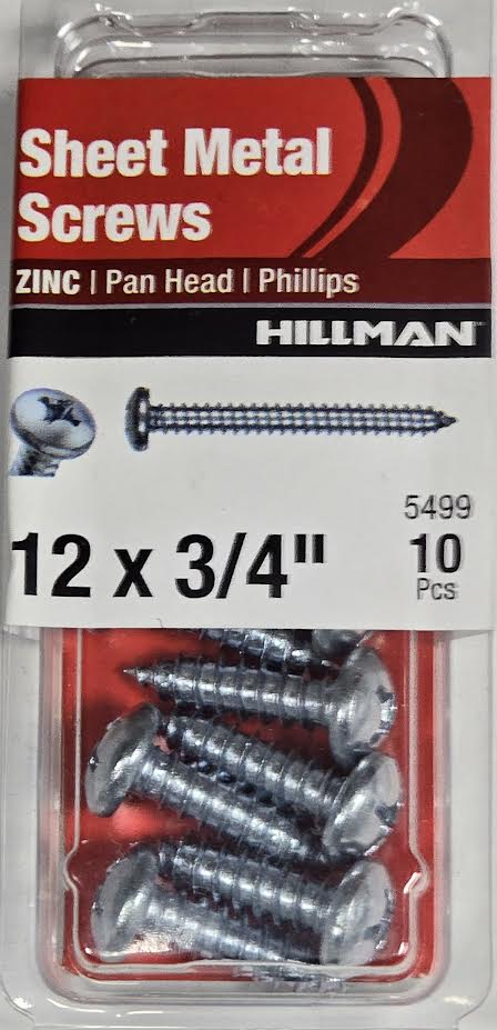 Sheet Metal Screws Pan Head 12 x 3/4 Hillman