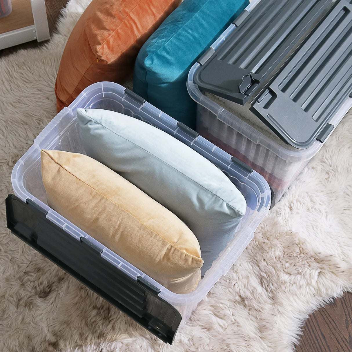 Clear Hinged Lid Storage Box 26QT Superio