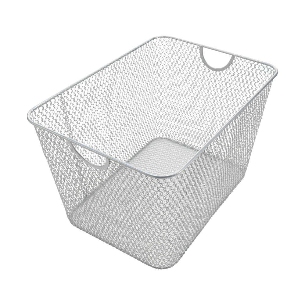 Mesh Storage Basket | Large Size Open Bin | Silver | YBM Home