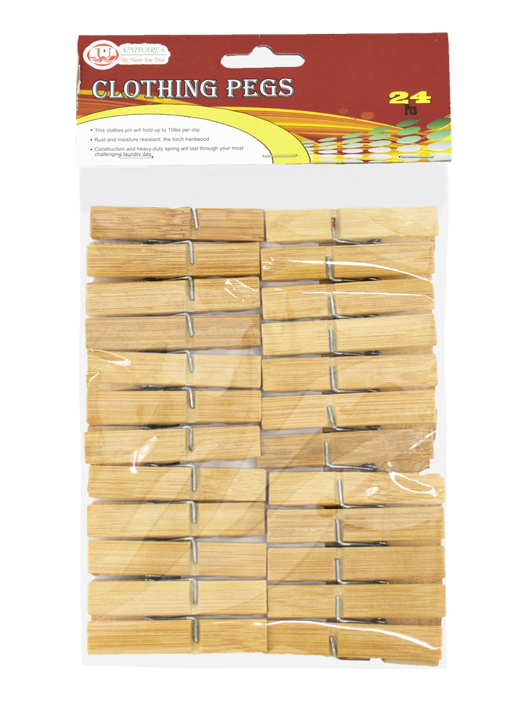 Wood Clothing Clips 24PK Uniware