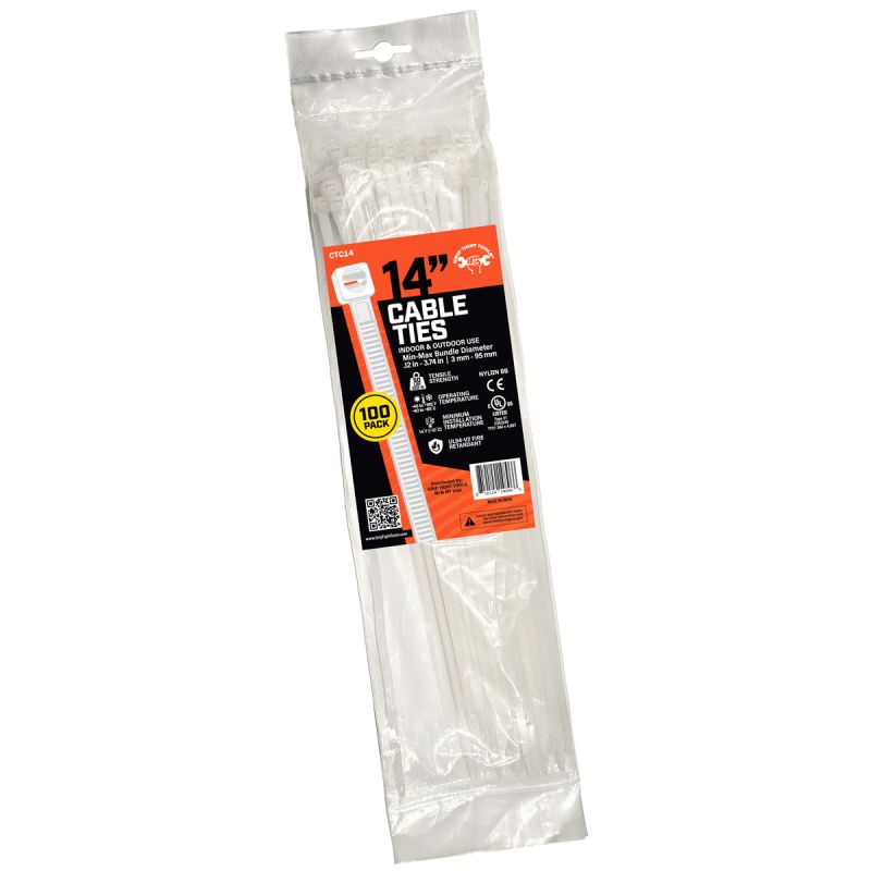 Cable Ties 14" White 100Pk