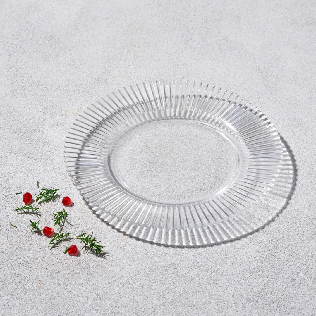 Forest Ribbed Glass Salad Plate 8"