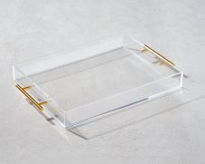 Grace Acrylic Clear Tray w/Gold Handle Vikko
