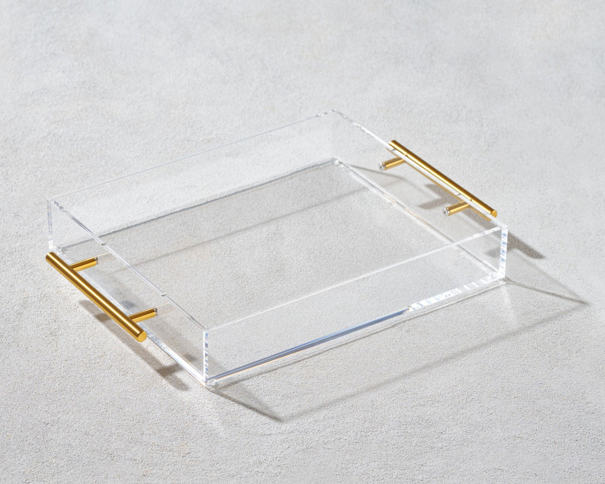 Grace Acrylic Clear Tray w/Gold Handle Vikko