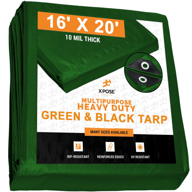Heavy Duty Green Canvas Tarp | 16x20FT | X-pose Safety