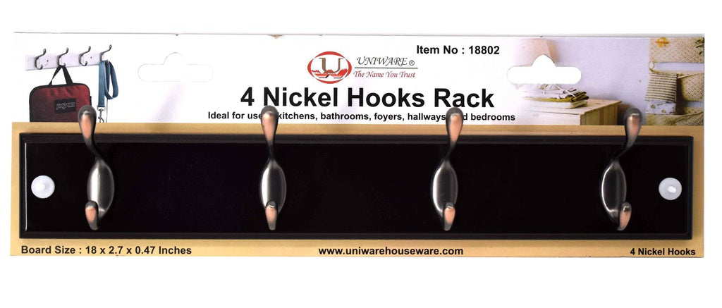 4 Nickel Hooks Rack (Black) Uniware