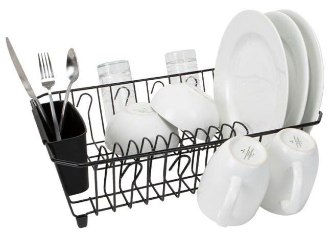 Dish Rack with Cutlery Basket | Black | Kitchen Details