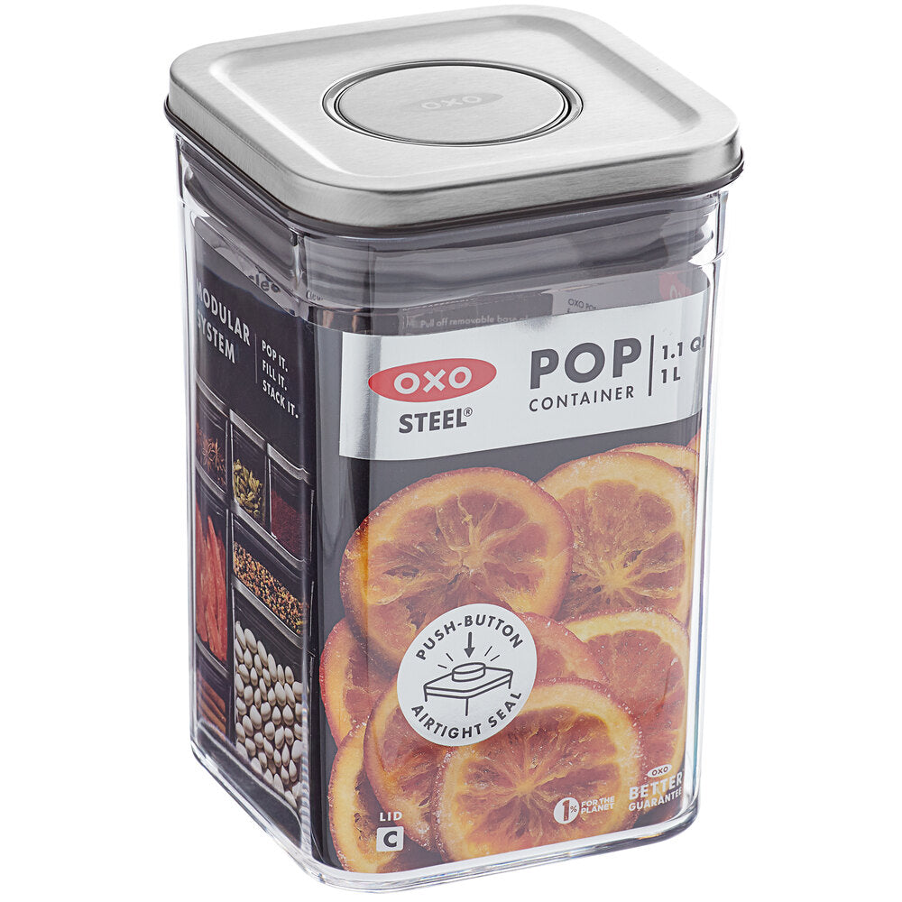 OXO Good Grips POP Container | Small Square Short | 1.1QT | Clear