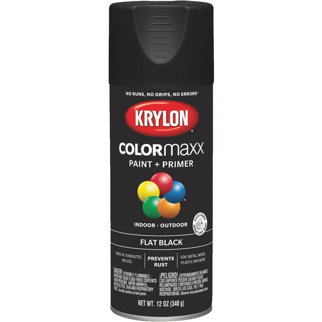 Krylon COLORmaxx Spray Paint and Primer | 12 oz | Flat Black