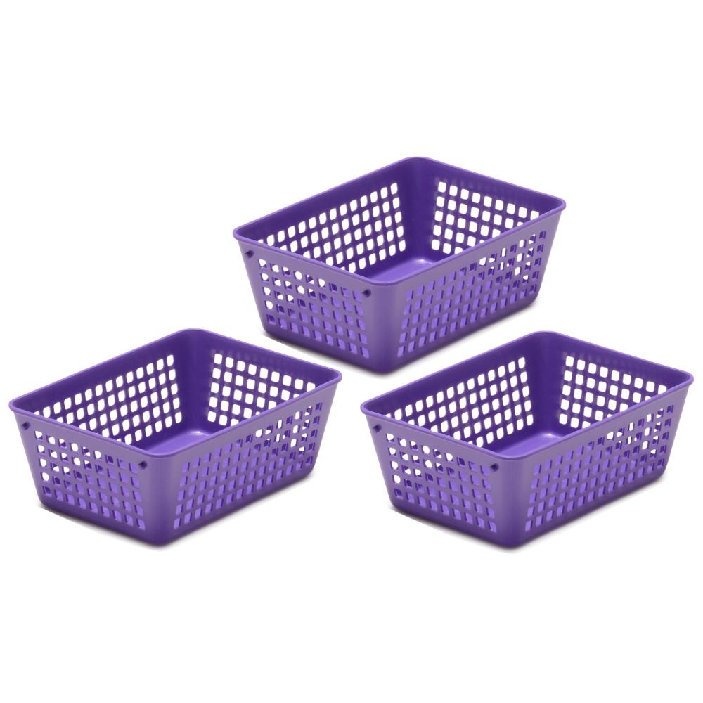 Plastic Rectangular Basket Mini Purple 3pk YBM