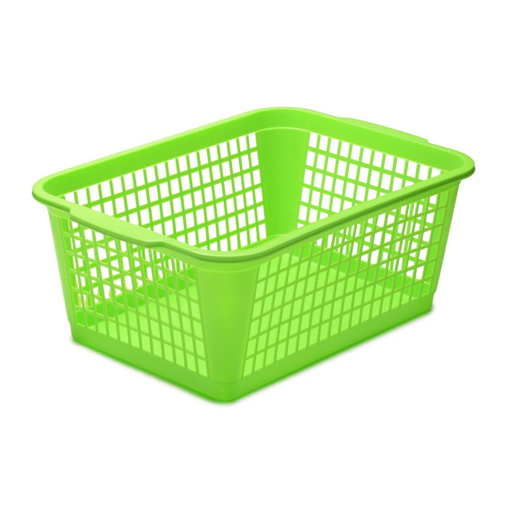 Plastic Rectangular Basket Large Green YBM