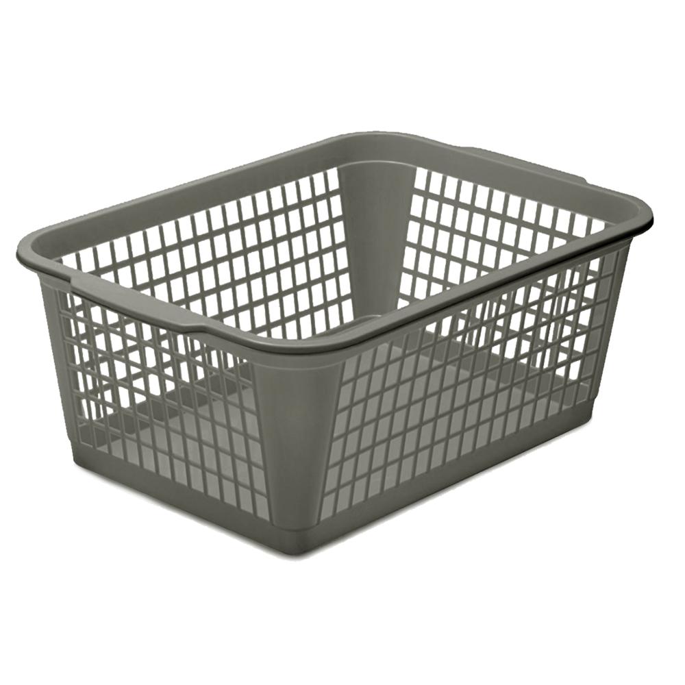 Plastic Rectangular Basket Large Grey YBM