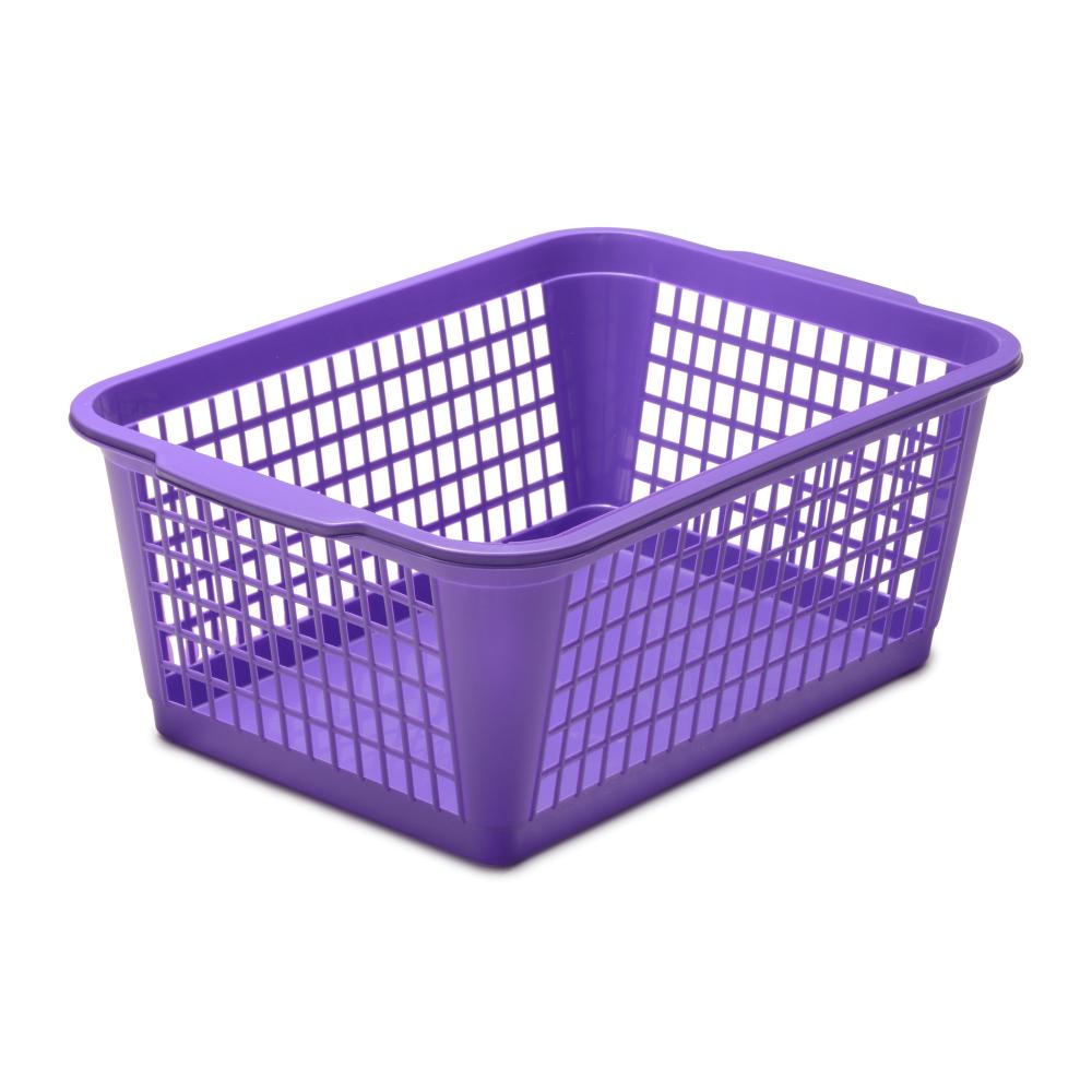 Plastic Rectangular Basket Large Purple YBM