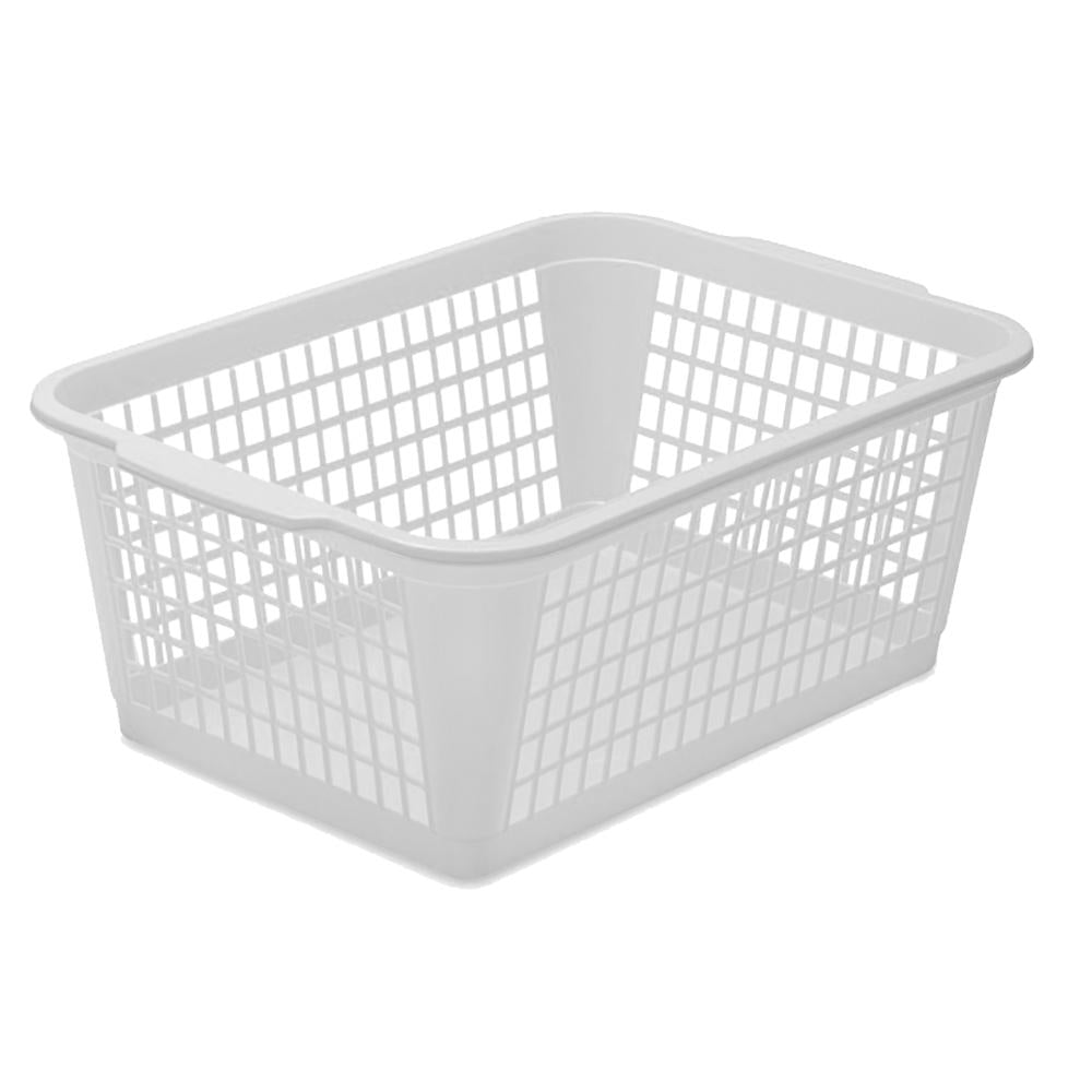 Plastic Rectangular Basket Large White YBM