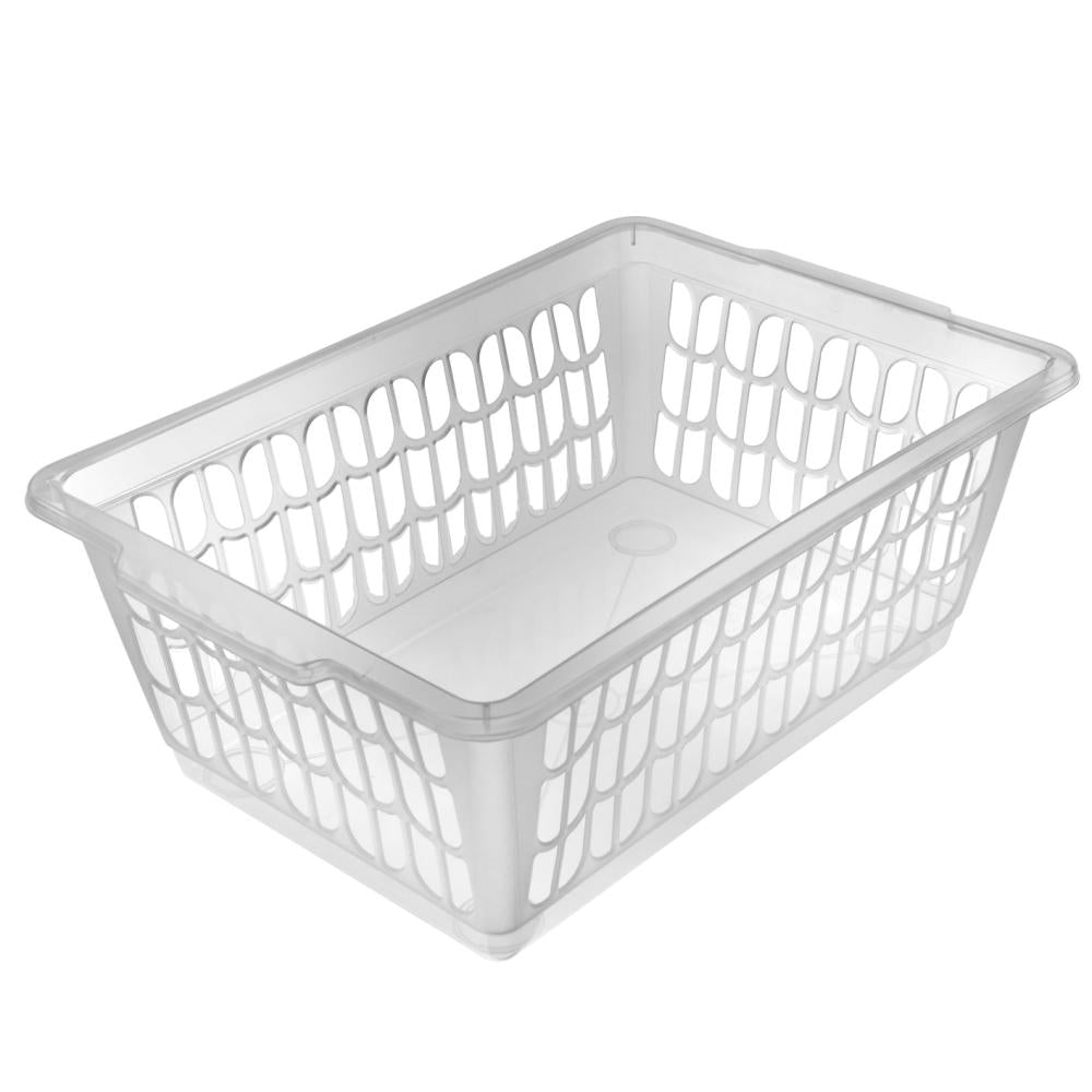 Plastic Rectangular Basket Medium Clear YBM