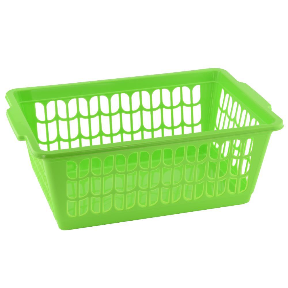 Plastic Rectangular Basket Medium Green YBM