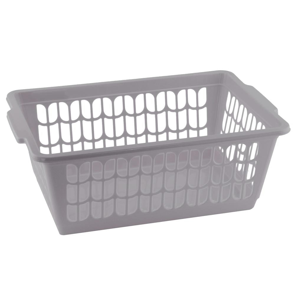 Plastic Rectangular Basket Medium Grey YBM