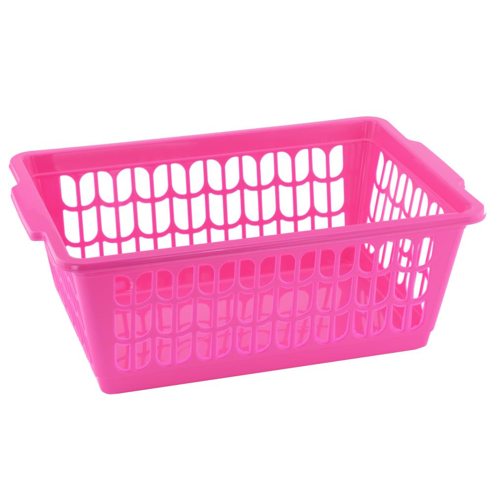 Plastic Rectangular Basket Medium Pink YBM