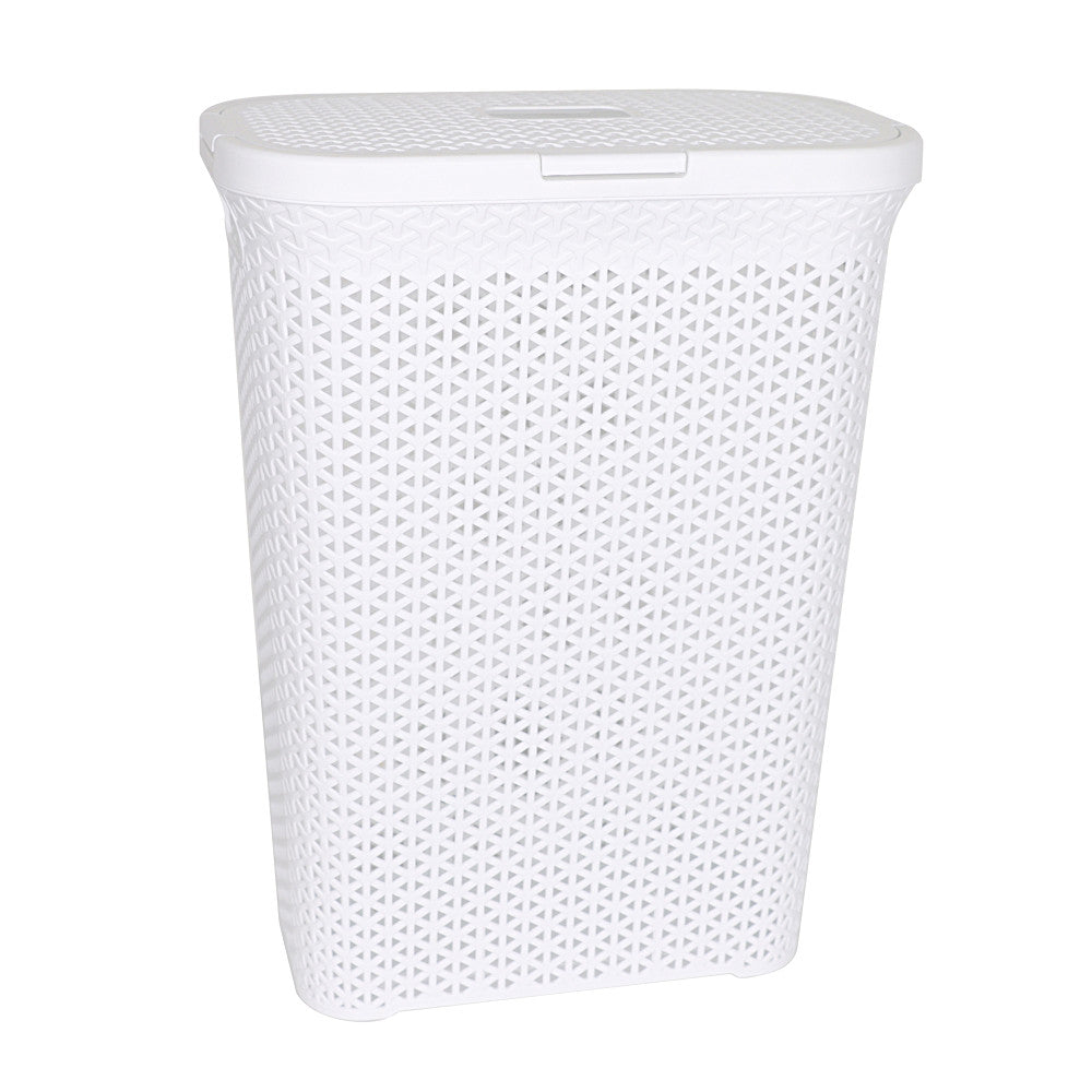 Slim Plastic Laundry Hamper 48L | White | YBM Home