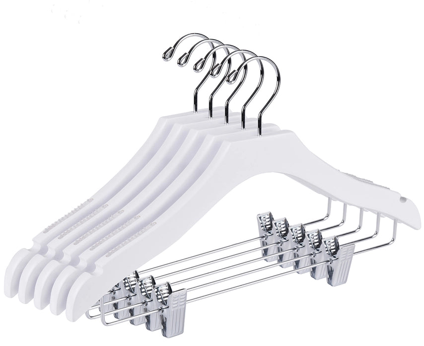 Kids Hangers White w/Clips 14.5" 5PK Quality Hangers