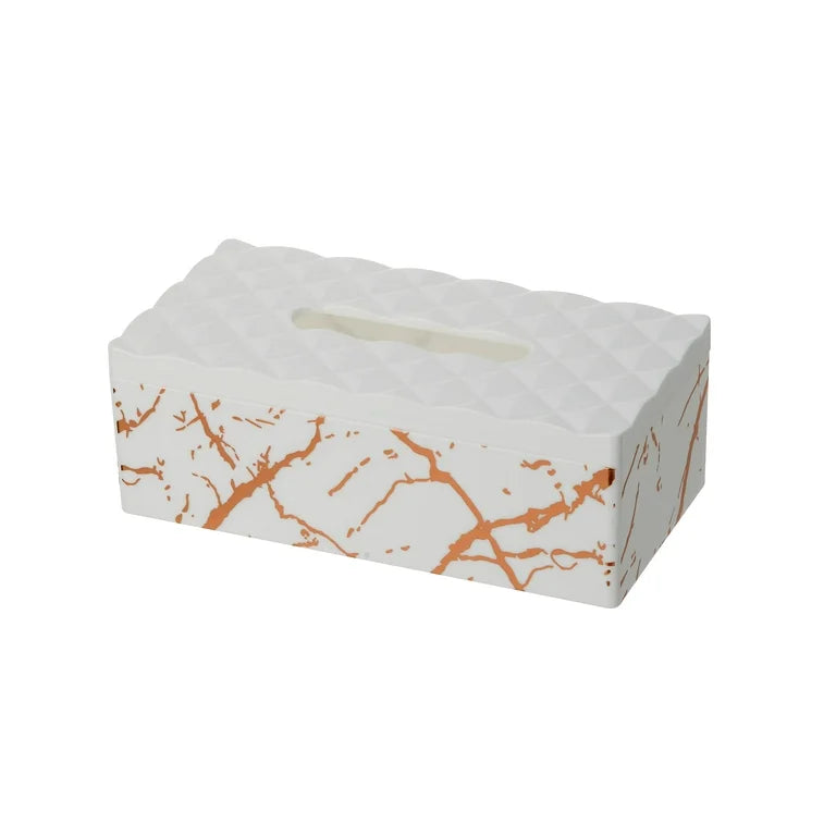 Tissue Box White w/ Rose Gold Marble YBM